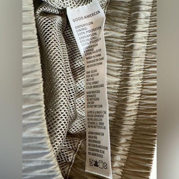 Good American Wide Leg Track Pant in Taupe Drawstring Sheen Size 1/Small - Picture 10 of 10